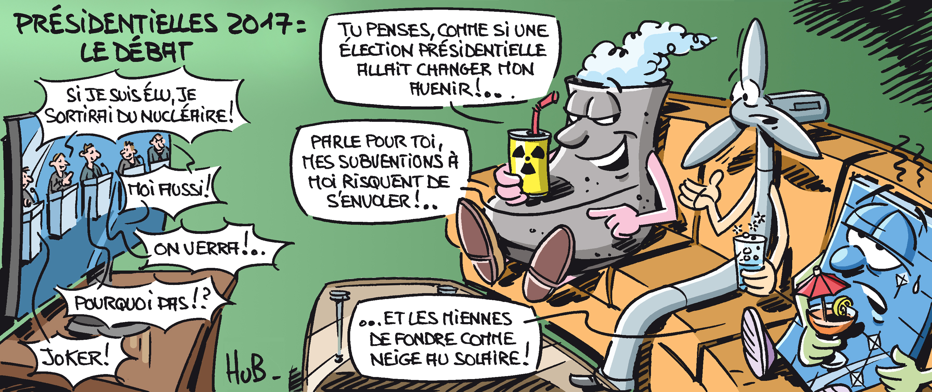 Dessin Présidentielles 2017 et transition énergétique : comparez les programmes !