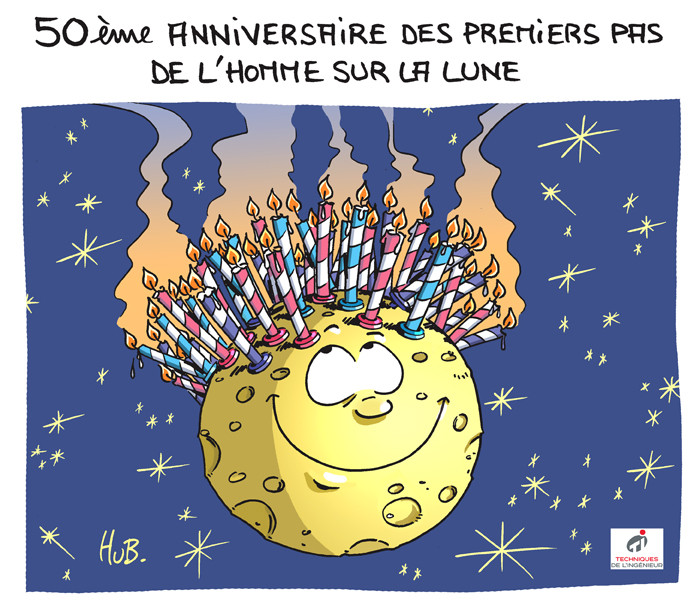 Dessin 50 ans après le premier pas : les nouveaux projets de conquête de la Lune