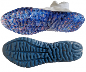 La chaussure Reborn de Decathon, dont la semelle, fabriquée par DEMGY, est composée à 60% de déchets recyclés