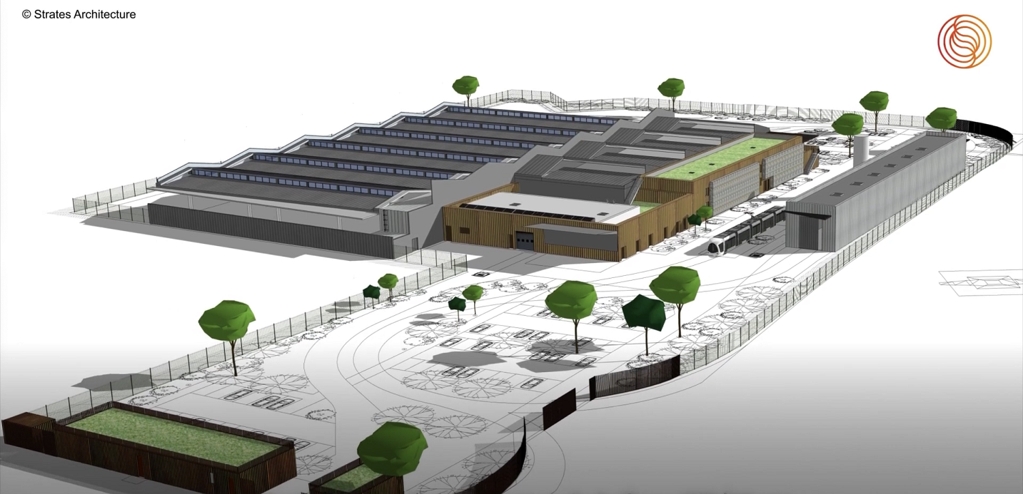 Le centre de remisage et de maintenance de la ligne T10 du tramway de Lyon