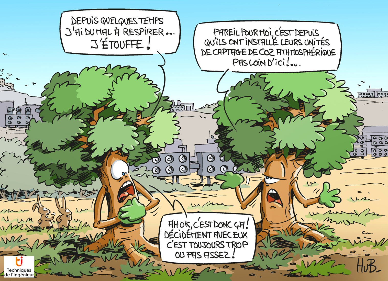 Dessin Le captage atmosphérique du CO2 peut-il être rentable ?