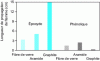 Figure 5 - Flame spread length (NASA STD 6001 test
1) of different composites as a function of the nature of the reinforcing
phase