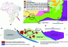 Figure 19 - Location of the Maricá zone on the map of Brazil (a), lithostructural map of western Maricá (b) and tectonic section of this eastern zone (c) (after [48])