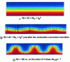 Figure 12 - Isotherm and streamline fields in the Lx/H = 5 case for different values of the Rayleigh number