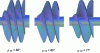 Figure 22 - Various inductors analyzed. Blade angle varies from 77 to 82 degrees.