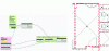 Figure 44 - Script for creating room outlines and the result in the 3D BIM software (red dotted lines)