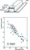 Figure 15 - Measured and predicted values for fatigue crack length growth of a "hat" assembly (from [59])