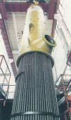 Figure 11 - Assembly of a heat exchanger for phosphoric acid concentration –: a typical application example of carbon-fiber-reinforced DIABON HF1 tubes (source: SIGRI-SGL)