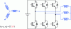Figure 3 - M2, 3, 3, a machine known as "three-phase" with ci= 2: 3 coils connected in a star configuration without a neutral lead-out and powered by a single DC voltage source