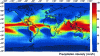 Figure 10 - Precipitation intensity exceeded for 0.01% of an average year as predicted by ITU-R recommendation P.837-5