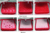 Figure 3 - Examples of 3D-printed multilayer composite "meat" at different fill densities (50, 75 or 100% from left to right) (after [61], reproduced with permission from Elsevier)