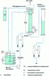 Figure 14 - Schematic diagram of the set-up used to study material transfer (interfacial area and volume coefficient of material transfer) in a fixed-bed co-current column.