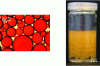 Figure 5 - Pickering O/W emulsions with large droplets: on the left, medium-sized droplets (200 µm) obtained from a colored cosmetic oil stabilized with 0.1% by weight of silica particles ...