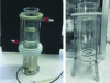 Figure 8 - Cup-horn reactors with low-frequency transducer (f = 20 kHz) and without transducer