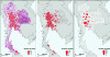 Figure 3 - Aggregation of avian flu cases in Thailand, in different geographical units, using village data (the basic unit for locating cases): sub-districts, districts, provinces.