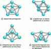 Figure 2 - The four stable structures of the Ar₇ aggregate (in descending order of stability from (a) to (d))