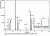 Figure 4 - Mass spectrum of a quantum multiwell composed of indium, gallium, nitrogen and aluminum (InAlGaN)