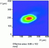 Figure 11 - 2D profile of a 355 nm Nd:YAG laser beam, focused by a 1 m focal length lens