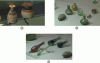 Figure 7 - (a) Archaic Greek ceramic perfume bottles made in Corinth and imitated in Italy, (b) and (c) Roman glass bottles and flasks found in Pompeii.