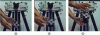 Figure 16 - Out-of-plane tilting phenomenon: approaching the stability limit (a), the robot tilts out of the vertical plane when it passes the limit of stable configurations (b) and seeks to reach a new stable out-of-plane configuration (c).