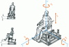 Figure 10 - Illustration of the 4 ddl of the mechanical platform: pitch, roll, elevation and yaw