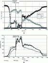 Figure 2 - Concentration (a) and temperatures (b) during flashover in a room fire [17].