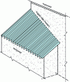 Figure 15 - Angled roof ridge against a wall (leaning angled header) with a single slope