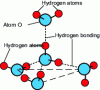 Figure 5 - Basic (tetrahedral) structure of H2O molecules in liquid water and ice [16]