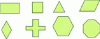 Figure 2 - Examples of polygons: the rectangle, the
square, the triangle, the parallelepiped, the rhombus, the cross,
the hexagon, the octagon (according to Wikipedia®)