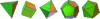 Figure 3 - Examples of polyhedra (the five Platonic
solids): the tetrahedron, the hexahedron, the octahedron, the dodecahedron,
and the icosahedron (from left to right) (from Wikipedia®)