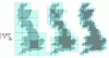 Figure 11 - Mapping the coastline of Great Britain using square grids with decreasing mesh sizes