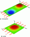 Figure 35 - Buckling deformation of a plate in compression (out-of-plane displacement field)