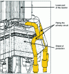 Figure 23 - Diagram showing the routing of the SP-100 primary circuit piping (in yellow) integrated into the protective shield at its periphery