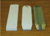 Figure 7 - Ceramic skids. From left to right: solid ceramic, ceramic sprayed on a metal base, metal base (source: Andra).