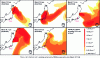 Figure 7 - Images extracted from an IRSN animation modeling airborne cesium-137 activity near the coast of the Fukushima Daiichi accident site (from [2]).