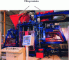 Figure 6 - Versatile vibrating press equipped with two filling modules for the production of curbs