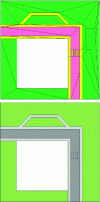 Figure 24 - In the 3D BIM software: imported IFC file (left) and floors created and modified (right)