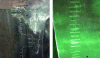 Figure 30 - Part to be repaired after drilling the keying holes and after repair and sanding (Credit DR.)