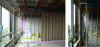 Figure 60 - Doubling the post (dotted line) placed inside the partition to protect it from fire (Credit DR.)