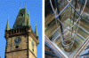 Figure 69 - Installation of an elevator to access the panoramic platform of Prague's City Hall (Photos Pierre Engel)