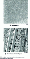 Figure 20 - Microscopic observation of a CMO SMC before and after 10 years of natural ageing, from Guillot thesis [30]