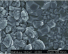 Figure 10 - SEM view of hydrated calcium silicates (left) and zeolites (right) after the weathering of SON68 glass at 165 °C (adapted from [11])