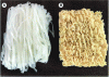 Figure 1 - A) Rice vermicelli (Vietnam); B) Wavy Asian noodles (Thailand)