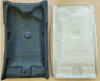 Figure 9 - Fibroline prototype of automotive headliner linings, view from below (black) and from above (white)