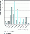 Figure 8 - Distribution of installations according to the maximum width of the strips produced
