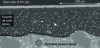 Figure 10 - SEM micrograph of the interface between concrete, epoxy adhesive and the back of a photovoltaic cell