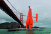 Figure 2 - The Saildrone Surveyor sailing robot from Saildrone. This vehicle is 20 m long. Its sail is 13 m high, and it is equipped with a 3 m instrumented keel. The vehicle is powered by a wind-driven propulsion system giving it a range of 6 months, supplemented by diesel-electric propulsion enabling it to cover 2,500 nautical miles at 6 knots. On-board payloads include multibeam sounders and ADCP (Acoustic Doppler Current Profiler) (credit: Saildrone, USA).