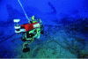 Figure 26 - The LIRMM's Speedy underwater vehicle during a dive on the wreck of the Lune (1664), at a depth of 90 m, off Carqueiranne (Var), as part of a survey conducted jointly by the DRASSM (Department of Underwater and Subaquatic Archaeological Research, Ministry of Culture) and the LIRMM (credit: F. Osada – T. Seguin, DRASSM – Images Explorations).