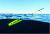 Figure 8 - The SeaExplorer glider (2.9 m, 59 kg) from French company Alseamar communicating on the surface (credit: Alseamar). This vehicle can travel up to 1,700 km in 110 days (according to on-board sensors).