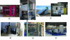 Figure 6 - Examples of pilots: a) Memstill in Singapore, b) Aquastill in Spain, c) Fraunhofer in Spain, d) Memsys in Spain, e) Memsift unit, f) Aquatech unit